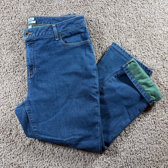 LL Bean Classic Fit fleece lined denim Jeans Blue 18 Petite Warm Winter outdoor - Picture 12 of 12